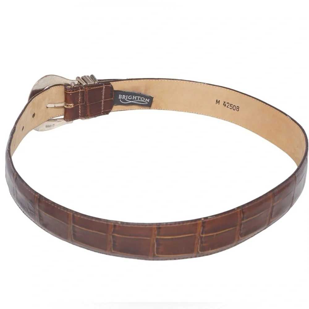 Brighton Vintage Brown Textured Leather Belt, Size M - Picture 5 of 5
